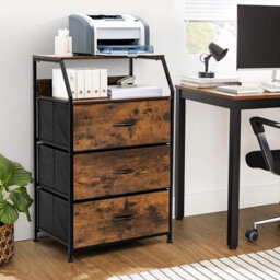 Gainoom Industrial 3-Drawer Black Storage Cabinet Dresser Freestanding Organizer - thumbnail 9