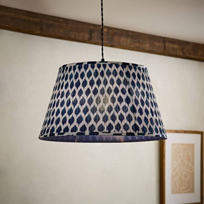Valuelights Elijah Large Blue Ikat Pleated Tapered Lamp Shade (D) 45Cm - image 1