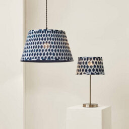 Valuelights Elijah Large Blue Ikat Pleated Tapered Lamp Shade (D) 45Cm - thumbnail 6