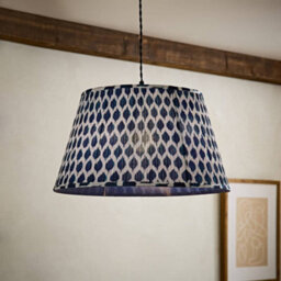 Valuelights Elijah Large Blue Ikat Pleated Tapered Lamp Shade (D) 45Cm - thumbnail 1