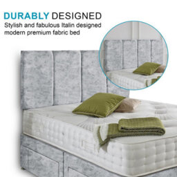Dining Tables Zanzibar Headboard Divan Set , 2 Drawer On Same Side With Sprung 1500 Comfort Mattress - Crushed Velvet Silver - Double - thumbnail 3