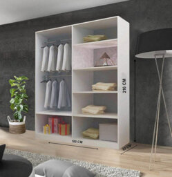 RAC3 Sliding Wardrobe Led Mirror Space Saving Bedroom Wardrobe, Contemporary Bedroom Sliding Wardrobe & Mirror Wardrobe (Black 180Cm) - thumbnail 2