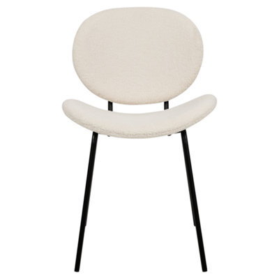 Beliani Bouclé Dining Chairs Set Of 2 White Armless With Black Iron Legs - image 1