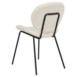 Beliani Bouclé Dining Chairs Set Of 2 White Armless With Black Iron Legs - thumbnail 7
