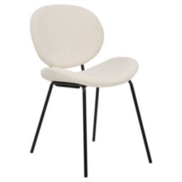 Beliani Bouclé Dining Chairs Set Of 2 White Armless With Black Iron Legs - thumbnail 6