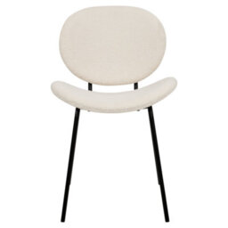 Beliani Bouclé Dining Chairs Set Of 2 White Armless With Black Iron Legs - thumbnail 1