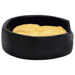 Walplus Dog Bed Black And Yellow 99X89X21 Cm Plush And Faux Leather - thumbnail 5