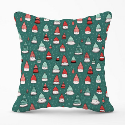 Warren Reed Designer Hand Drawn Joyful Santa Hats Cushions 45Cm X 45Cm