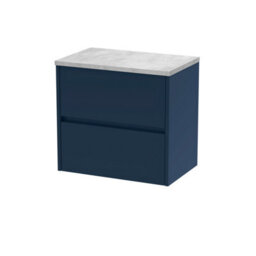 Balterley Chartley Contemporary 2 Drawer Wall Hung Vanity Unit With Laminate Worktop, Midnight Blue, 600mm - thumbnail 1