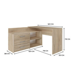 Dany Corner Desk With Drawers Sonoma Oak - thumbnail 5