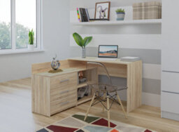 Dany Corner Desk With Drawers Sonoma Oak - thumbnail 6