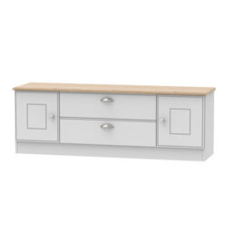 Albert 2 Door 2 Drawer Superwide Tv Unit In Grey Matt & Oak (Ready Assembled) - thumbnail 1