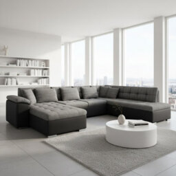Niko Bis U Shaped Fold Out Corner Sofa Bed For Living Room With Storage Melange Grey And Black Left