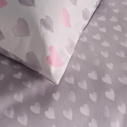 Ohs Watercolour Hearts Duvet Cover Set Microfibre Bedding With Pillowcase, Pink/grey - King - thumbnail 6