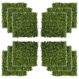 Outsunny 12Pcs 50Cm X 50Cm Artificial Boxwood Panel Milan Grass With Flowers - thumbnail 2
