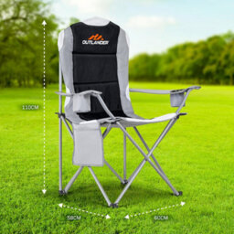 Vivo Black 2 Pack Camping Chair Premium Padded Folding Outdoor Seats High Back - thumbnail 2