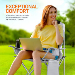 Vivo Black 2 Pack Camping Chair Premium Padded Folding Outdoor Seats High Back - thumbnail 3