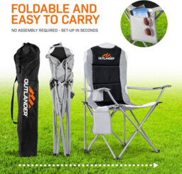 Vivo Black 2 Pack Camping Chair Premium Padded Folding Outdoor Seats High Back - thumbnail 4