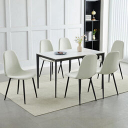 MCC Direct Set Of 6 Teddy Faux Fur Stitched Design Dining Chairs Beige Bella By Mcc - thumbnail 1