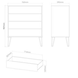 Osaka 4 Drawer Chest Of Drawers In Grey & White (Ready Assembled) - thumbnail 3