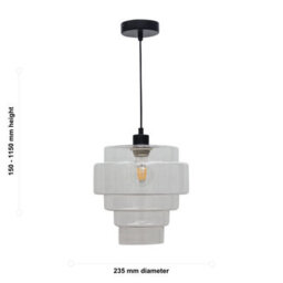 First Choice Lighting Set Of 2 Benson - 5 Tier Clear Glass & Black Ceiling Pendant Lights - thumbnail 6