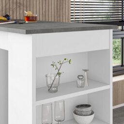 Decortie Swallow Modern 4-Tier Bar Kitchen Dining Table 117Cm 2 Seater Retro Grey White Storage H 102Cm - thumbnail 6