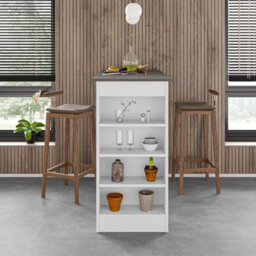 Decortie Swallow Modern 4-Tier Bar Kitchen Dining Table 117Cm 2 Seater Retro Grey White Storage H 102Cm - thumbnail 7