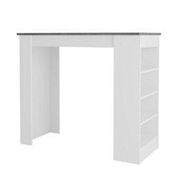 Decortie Swallow Modern 4-Tier Bar Kitchen Dining Table 117Cm 2 Seater Retro Grey White Storage H 102Cm - thumbnail 2