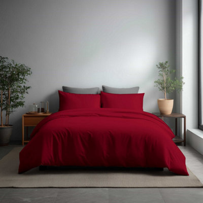 Microfibre Soft Touch Duvet Cover And Pillowcase/s Set Bed Linen Red - image 1