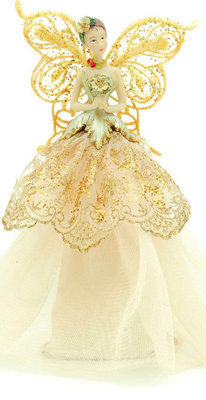 Festive Fabric Angel Christmas Tree Topper - 23 Cm - Gold