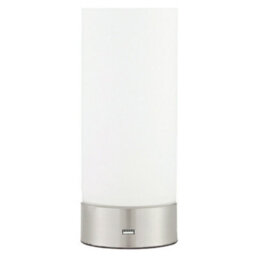 Touch Dimmable Table Lamp Nickel & Frosted Glass Shade Modern Light Usb Charger - thumbnail 1