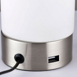 Touch Dimmable Table Lamp Nickel & Frosted Glass Shade Modern Light Usb Charger - thumbnail 4