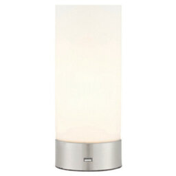 Touch Dimmable Table Lamp Nickel & Frosted Glass Shade Modern Light Usb Charger - thumbnail 3
