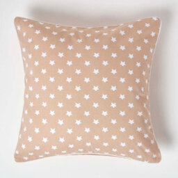 Homescapes Cotton Beige Stars Cushion Cover, 60 X 60 Cm - thumbnail 1