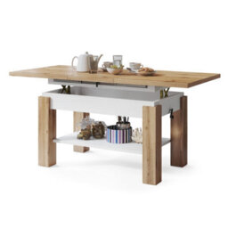 Heze Furniture Alva 2 In 1 Extending Coffee / Dining Table 110-150Cm - Wotan Oak / White - thumbnail 7