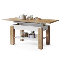 Heze Furniture Alva 2 In 1 Extending Coffee / Dining Table 110-150Cm - Wotan Oak / White - thumbnail 6