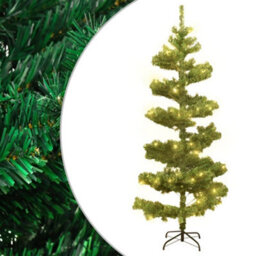 Berkfield Swirl Christmas Tree With Stand And Leds Green 180 Cm Pvc