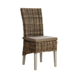 FWSTYLE Set Of 2 Ready Assembled Solid Pine Rattan Dining Chairs Limewash Finish - thumbnail 2