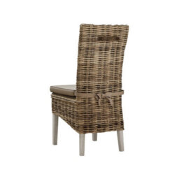 FWSTYLE Set Of 2 Ready Assembled Solid Pine Rattan Dining Chairs Limewash Finish - thumbnail 3