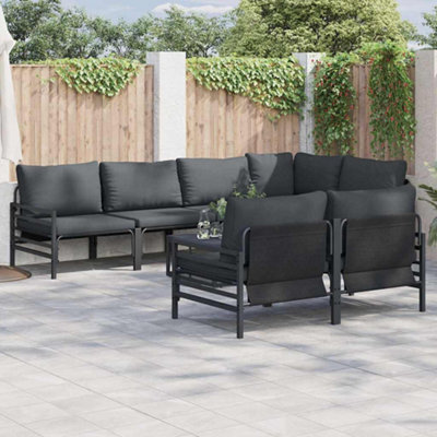 Berkfield Garden Sofa Set With Cushion 7 Pcs Anthracite Steel & Fabric - image 1