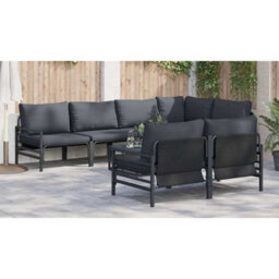 Berkfield Garden Sofa Set With Cushion 7 Pcs Anthracite Steel & Fabric - thumbnail 4