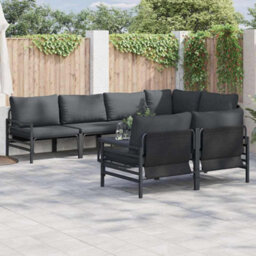 Berkfield Garden Sofa Set With Cushion 7 Pcs Anthracite Steel & Fabric - thumbnail 1