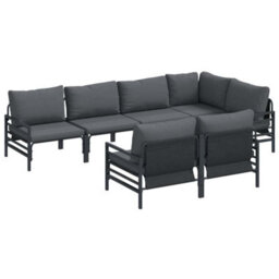 Berkfield Garden Sofa Set With Cushion 7 Pcs Anthracite Steel & Fabric - thumbnail 2