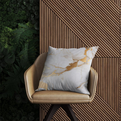 Warren Reed Designer White Marble With Gold Outdoor Cushion 60Cm X 60Cm