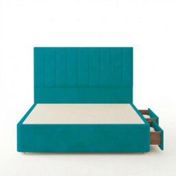 "Adore Designs Portland Plush Velvet Divan Bed, 50"" Headboard - 6Ft Super King - Mallard - 2 Drawers Same Side" - thumbnail 2
