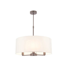 Ceiling Pendant Light Matt Nickel & Vintage White Fabric 3 X 40W E14 E10094 - thumbnail 1