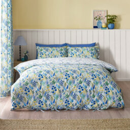 Catherine Lansfield Tilly Floral Reversible King Duvet Cover Set With Pillowcases Blue - thumbnail 1