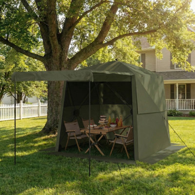 Outsunny Pop Up Gazebo Waterproof With Awning 2 X 2 M Army Green - image 1