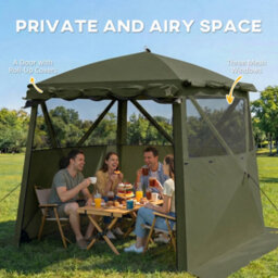 Outsunny Pop Up Gazebo Waterproof With Awning 2 X 2 M Army Green - thumbnail 4