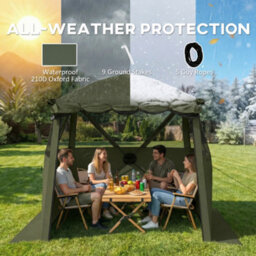 Outsunny Pop Up Gazebo Waterproof With Awning 2 X 2 M Army Green - thumbnail 6